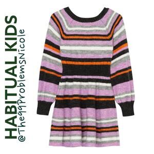 Habitual Girls Striped Fit & Flare Sweater Dress